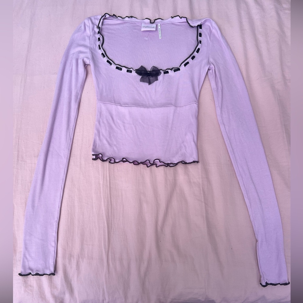 Urban Outfitters Lilac Long Sleeve Top with Black Accents